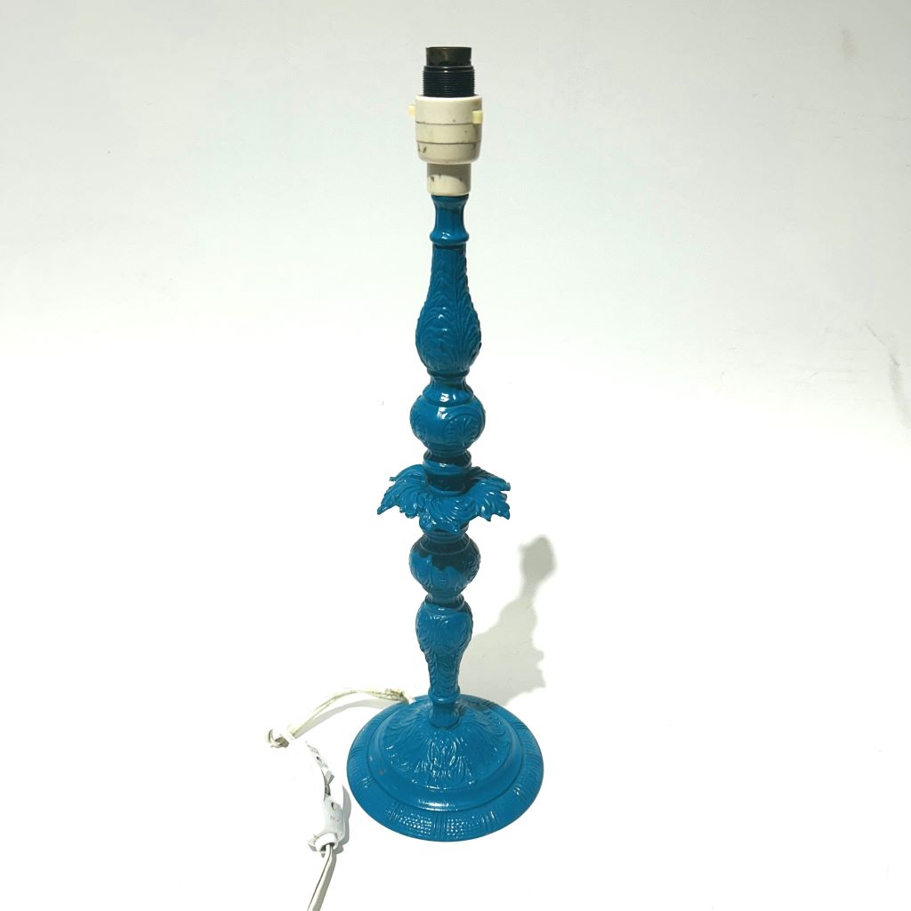 LAMP, Base (Table)  - Brass- Teal/Blue 